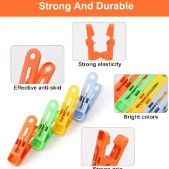 Tvättillbehör-120 st Tvättklämmor Klädnypor, Klädnypor för Torklina Starka, Starkt Grepp Tvättklämmor, Plastklämmor för Torklina (4 Färger)