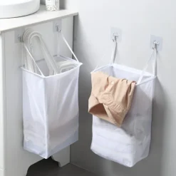 Tvättillbehör-2 st tvättkorg i nät för smutsiga kläder