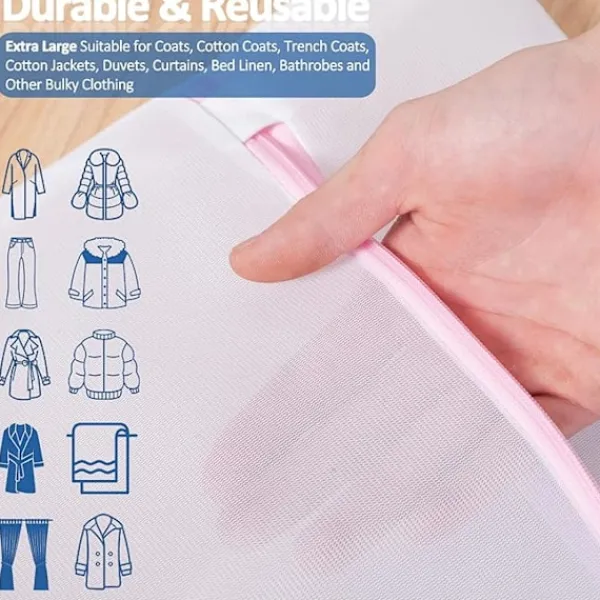 Tvättillbehör-2 st Tvättnät 80cm x 60cm Stor Storlek Tvättpåse Tvätt