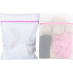 Tvättillbehör-2 st Tvättnät för Tvättmaskin, Rese-tvättpåse Set för Torktumlare, Hållbara Tvättnät för Fintvätt, BH:ar, Underkläder, Portabel M 40cmx50cm