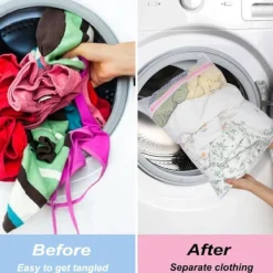 Tvättillbehör-2 st Tvättnät för Tvättmaskin, Rese-tvättpåse Set för Torktumlare, Hållbara Tvättnät för Fintvätt, BH:ar, Underkläder, Portabel M 40cmx50cm