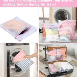 Tvättillbehör-2 st Tvättnät för Tvättmaskin, Rese-tvättpåse Set för Torktumlare, Hållbara Tvättnät för Fintvätt, BH:ar, Underkläder, Portabel M 40cmx50cm
