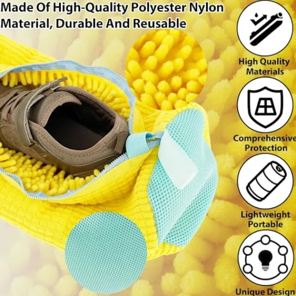 Tvättillbehör-2 st tvättpåsar för skor, skorengöringspåse med dragkedja, tvättpåse för skor, återanvändbar, lätt och bärbar