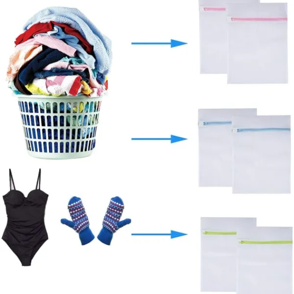 Tvättillbehör-4 st tvättpåsar 40x30 cm tvättnät för att skydda dina olika kläder, skor, strumpor, behåar, underkläder, slumpmässig färg
