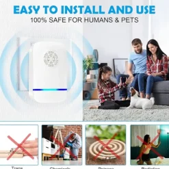 DAO Skadedjur & Insekter-2 st Ultraljud Skadedjursbekämpare, Ultraljud Musbekämpare, Ultraljud Myggavvisare inomhus, Anti Råttor/Kackerlackor/Gnagerenhet [DB]