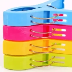 Tvättillbehör-12 stora klädnypor - Handduksklämmor - Strandhandduksklämmor flerfärgade