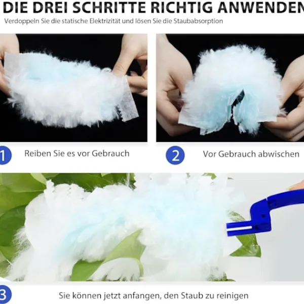 BästaGåva Svampar & Dukar-50 stycken dammvippor, dammtrasor, refill-paket för Swiffer, mikrofiber dammvippa med 2 handtag för damm smuts bil