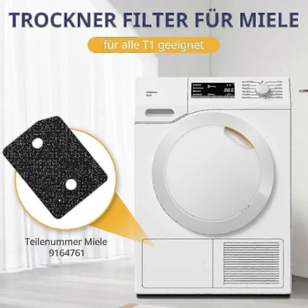 GIFT OF G Torktumlare-4 stycken filter Kompatibla med Miele T1-serien torktumlare 9164761 reservdel torktumlare fin/grov 207 x 157 x 30 mm tumbl