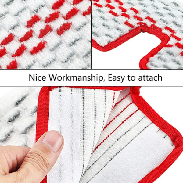 ATELA Städmoppar-2 stycken för att passa O-ceder mopphuvud röd Mikrofiber roterande ersättningsmoppduk