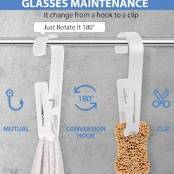 Tvättillbehör-4 Stycken Hängande Klämmor Krokar, Tvättkrokar med Klämmor Stövelhängare för Garderob Plast för Badrum Garderob Hattar Handduk Strumpor