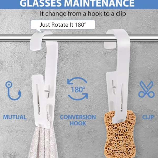 Tvättillbehör-4 Stycken Hängande Klämmor Krokar, Tvättkrokar med Klämmor Stövelhängare för Garderob Plast för Badrum Garderob Hattar Handduk Strumpor