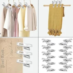 Tvättillbehör-20 stycken metallklädnypor, multifunktionella klädnypor vindtäta