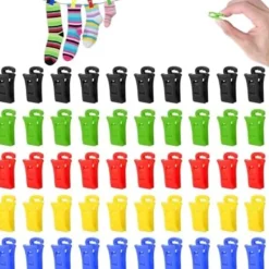 Tvättillbehör-50 Stycken Sock KlämmorSock Klämmor för Tvättmaskin och Torktumlare Sock Klämmor med Hängande KrokarMultifunktionell Sock Klämma Kläder