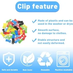 Tvättillbehör-50 Stycken Sock KlämmorSock Klämmor för Tvättmaskin och Torktumlare Sock Klämmor med Hängande KrokarMultifunktionell Sock Klämma Kläder