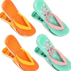 Tvättillbehör-4 Stycken Strandhandduksklämmor, Toffelhandduksklämmor för Solstolar, Stora Tvättklädnypor, Strandklämmor för Handdukar Tvätt Solbädd