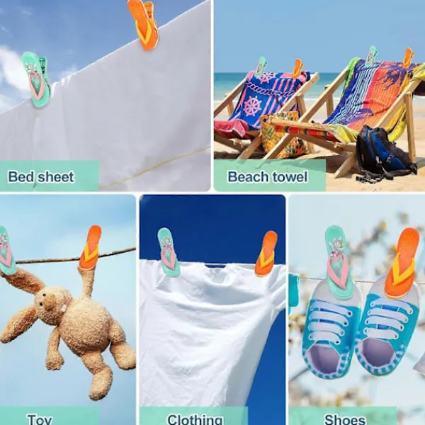 Tvättillbehör-4 Stycken Strandhandduksklämmor, Toffelhandduksklämmor för Solstolar, Stora Tvättklädnypor, Strandklämmor för Handdukar Tvätt Solbädd
