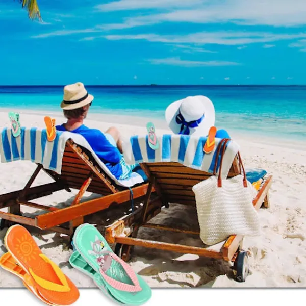 Tvättillbehör-4 Stycken Strandhandduksklämmor, Toffelhandduksklämmor för Solstolar, Stora Tvättklädnypor, Strandklämmor för Handdukar Tvätt Solbädd