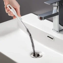 Tvättillbehör-2 stycken tvättborste för rengöring av avlopp Flexibel avloppsborste för hår catcher för igensättning av tvättställ (2 stycken)