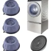 Tvättillbehör-4 Stycken Tvättmaskinsfötter med Gummikudde, Anti-vibrationsfötter för Tvättmaskiner och Torktumlare, Anti-vibrationskuddar L