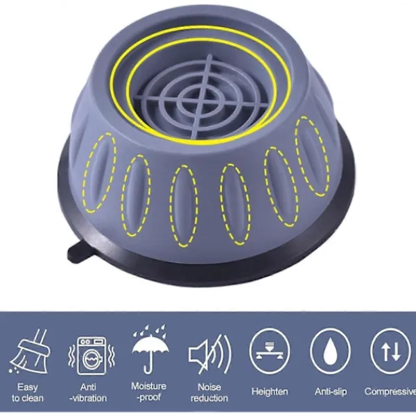 Tvättillbehör-4 Stycken Tvättmaskinsfötter med Gummikudde, Anti-vibrationsfötter för Tvättmaskiner och Torktumlare, Anti-vibrationskuddar L