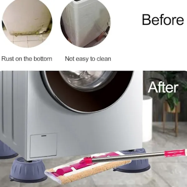 Tvättillbehör-4 Stycken Tvättmaskinsfötter med Gummikudde, Anti-vibrationsfötter för Tvättmaskiner och Torktumlare, Anti-vibrationskuddar L