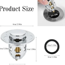 Tvättillbehör-2 Stycken Universal Handfatspropp (Silver), Pop Up Diskho Propp Anti, ZQKLA