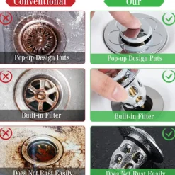 Tvättillbehör-2 Stycken Universal Handfatspropp (Silver), Pop Up Diskho Propp Anti, ZQKLA