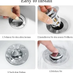 Tvättillbehör-2 Stycken Universal Handfatspropp (Silver), Pop Up Diskho Propp Anti, ZQKLA