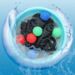 Torktumlare-5 torkbollar, återanvändbara torkbollar, tumlartorkbollar, igelkottbollar, torkbollar för tumlare och torktumlare, 5 st (blå)