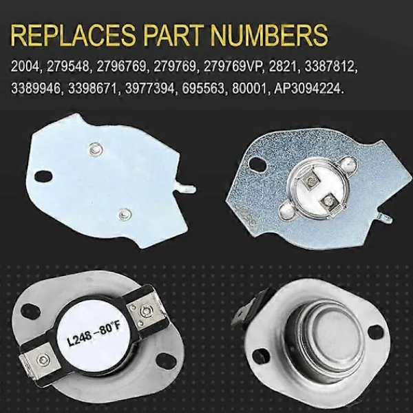 Torktumlare-279769 Torktumlare Värme Termisk Avstängningssats Kompatibel med 3389946, 3398671, 3977394, 695563, AP3094224, 3390291