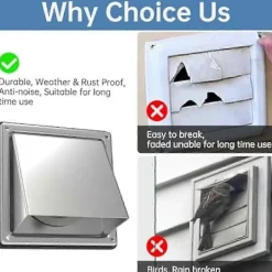 Torktumlare-6 tum Torktumlarens Ventilationslock Utomhusvägg med Dämpad Backventil, Extern Utblåsningsväggventil, Rostfritt Stål Ventilationslock