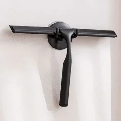 Fönsterrengöring-10 tums fönsterskrapa, rostfri duschskärmsskrapa med stark sugkoppskrok för badrum, kök, spegel, bil, fönster- och glasrengöring