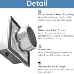 Torktumlare-4 tums Torktumlare Ventilationslucka Utomhusvägg med Dämpad Återgångsspärr, Extern Utsugsventil Vägg, Rostfri Ventilationslucka - XinHan