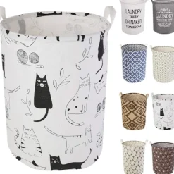 Tvättillbehör-19,7" Tvättkorg, Hopvikbar Förvaringskorg Med Lätta Bärhandtag, Vattentät Rund Bomull Linne, För Babyprodukter, Leksaker, Sovrumskorg