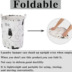 Tvättillbehör-19,7" Tvättkorg, Hopvikbar Förvaringskorg Med Lätta Bärhandtag, Vattentät Rund Bomull Linne, För Babyprodukter, Leksaker, Sovrumskorg