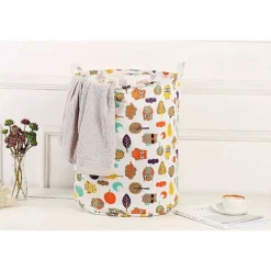 Tvättillbehör-19,7 Vattentät Vikbar Tvättkorg, Smutsiga Kläder Tvättkorg, Linneförvaringsorganisatör för Leksakssamling (Uggla)