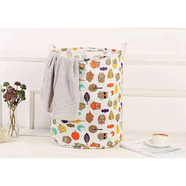 Tvättillbehör-19,7 Vattentät Vikbar Tvättkorg, Smutsiga Kläder Tvättkorg, Linneförvaringsorganisatör för Leksakssamling (Uggla)