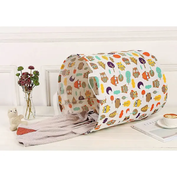 Tvättillbehör-19,7 Vattentät Vikbar Tvättkorg, Smutsiga Kläder Tvättkorg, Linneförvaringsorganisatör för Leksakssamling (Uggla)