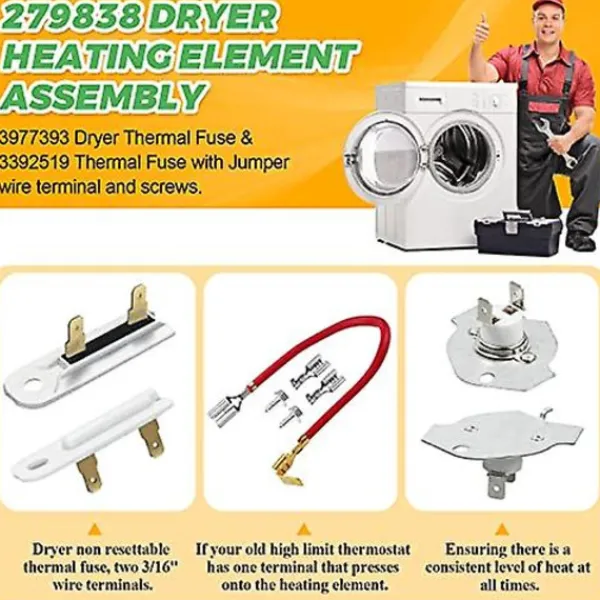 Torktumlare-279838 W10724237 Torktumlare Värmeelement Kit - Whirlpool Maytag Kenmore