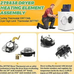 Torktumlare-279838 W10724237 Torktumlare Värmeelement Kit - Whirlpool Maytag Kenmore