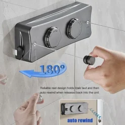 Tvättillbehör-2 x 5M Retractable Tvättlina, Väggmonterad Retractable Line wit