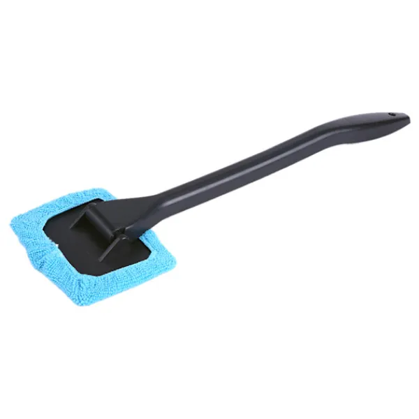 Fönsterrengöring-1:a Mikrofiber Bilfönsterrengöringsborste Långt Handtag Vindruterengöringsverktyg Ljusblå