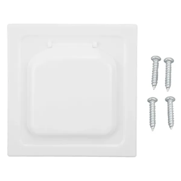 Torktumlare-ABS Utomhus Torktumlare Ventilationsskydd med Dubbla Dörrar för 4-tums Kanal och Ventiler Vit Inkluderar 4 Skruvar