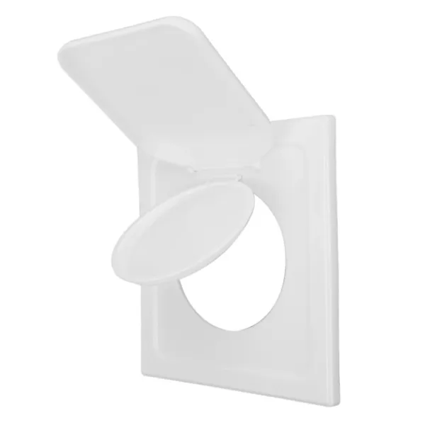 Torktumlare-ABS Utomhus Torktumlare Ventilationsskydd med Dubbla Dörrar för 4-tums Kanal och Ventiler Vit Inkluderar 4 Skruvar