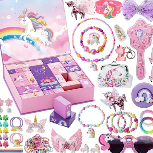 unbranded Svampar & Dukar-Adventskalender för flickor - Enhörningspresenter för flickor Adventskalender 24 dagar Överraskningspresenter Bästa presenter för döttrar, barnbarn...