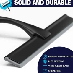EURL Fönsterrengöring-Allround Duschskrapa: 25 cm Blad, Hållbart Rostfritt Stål, Ergonomiskt Handtag, Självhäftande Förvaringskrok, Rengöring Utan Ränder, Multi-Yta