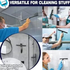 EURL Fönsterrengöring-Allround Duschskrapa: 25 cm Blad, Hållbart Rostfritt Stål, Ergonomiskt Handtag, Självhäftande Förvaringskrok, Rengöring Utan Ränder, Multi-Yta