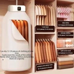 GIFT OF G Torktumlare-Automatisk strykningsmaskin 360° Full varmluftstorkning, Klädtork Varmluftscirkulation Konvektion, Torkmaskin för lägenhet