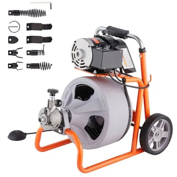 DUOKU Städmaskiner-Avloppsrengöringsmaskin-- 75FT x 3/8 Tum- Bärbar Avloppsorm- för rör från 2" till 4"