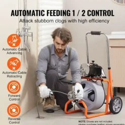 DUOKU Städmaskiner-Avloppsrengöringsmaskin-- 75FT x 3/8 Tum- Bärbar Avloppsorm- för rör från 2